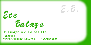 ete balazs business card