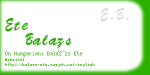 ete balazs business card